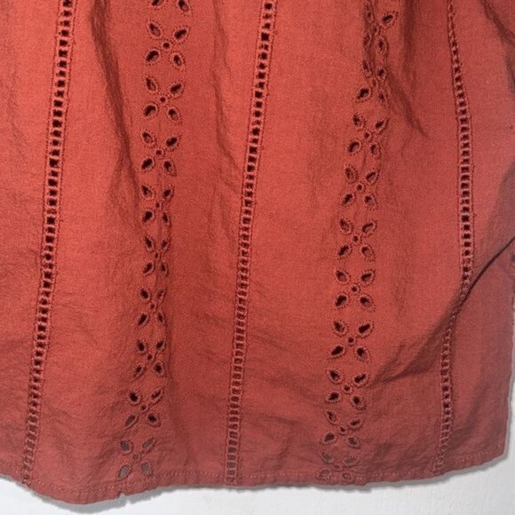 Universal Thread Womens Eyelet Blouse Size M Rust Color - Picture 7 of 9